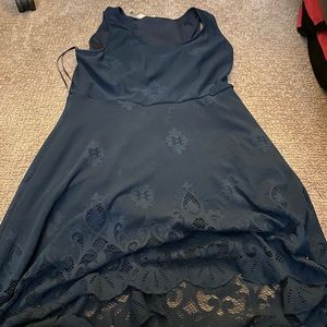 Blue open back detail dress